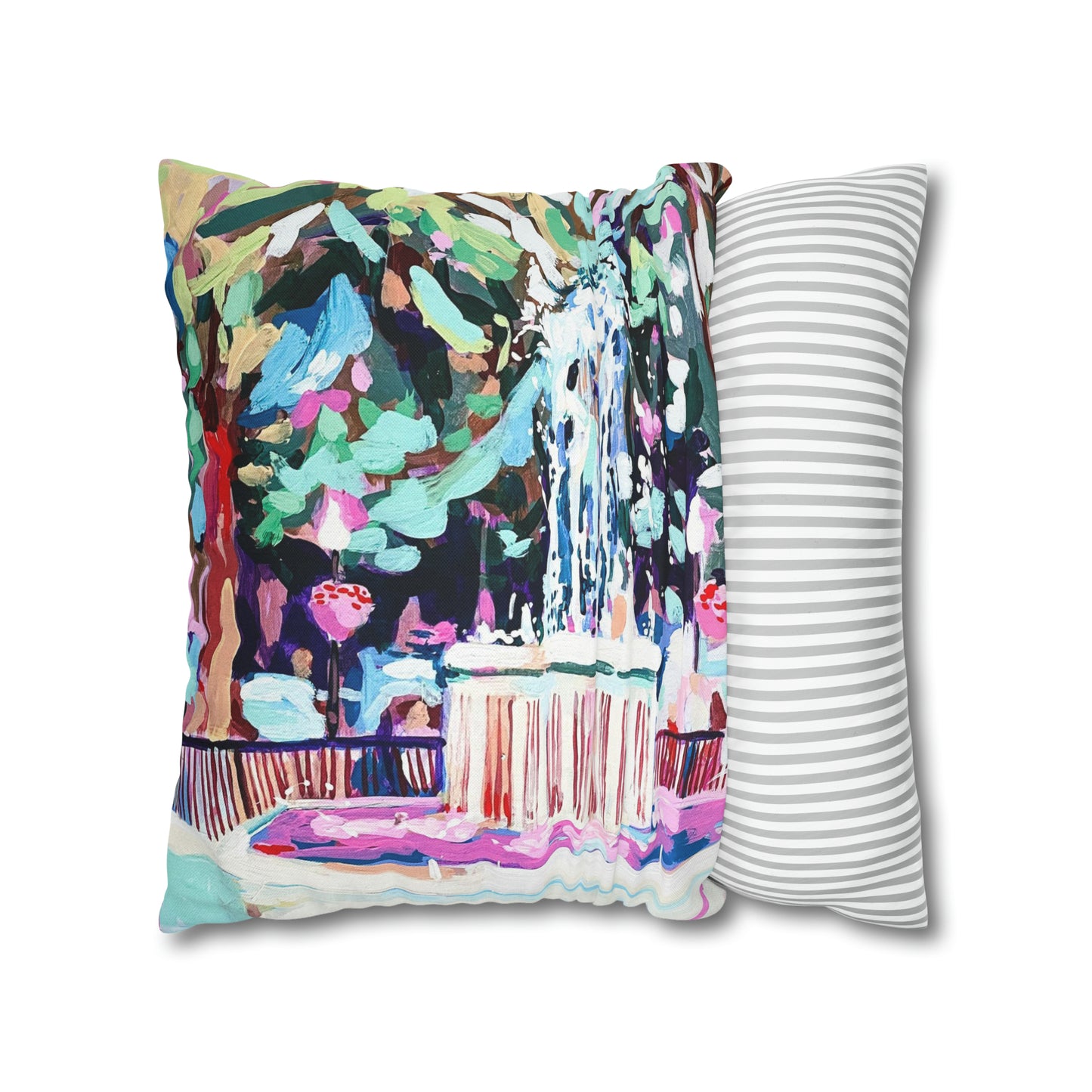 Washington Fountain/Floral pillow cover
