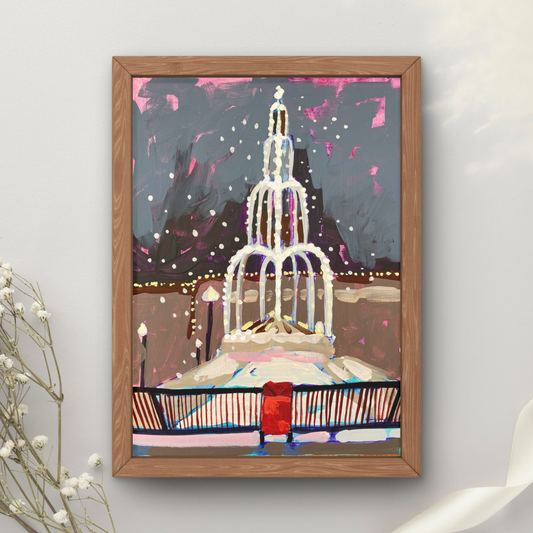 Washington Christmas Fountain Art Print