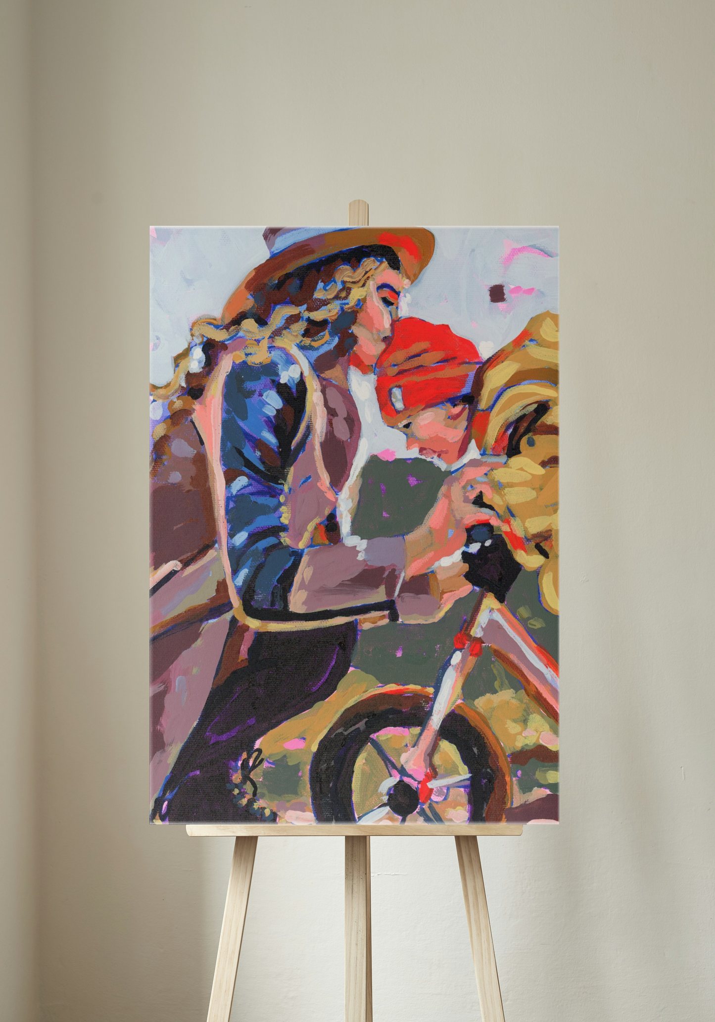 Mom and Boy Bike Canvas Print