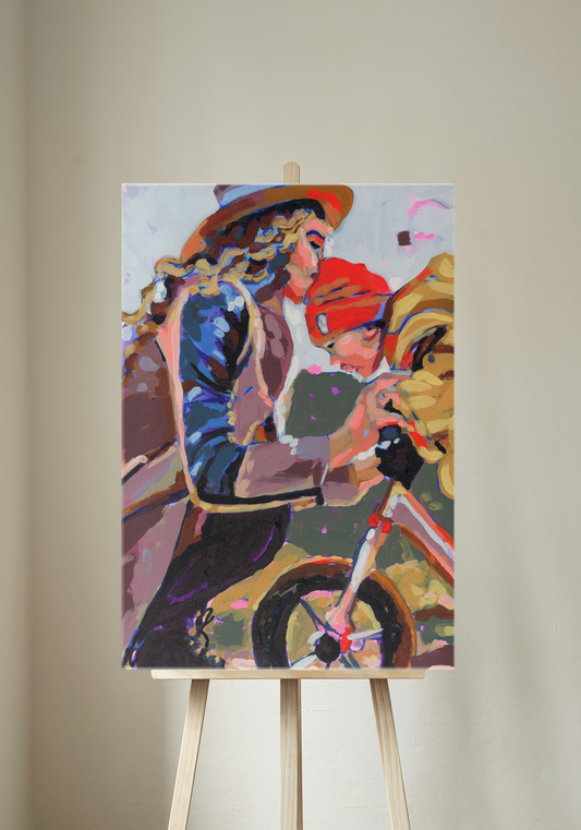 Mom and Boy Bike Canvas Print