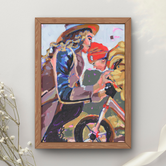 Mom and Boy Bike Art Print