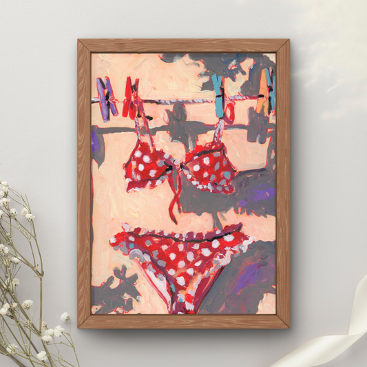 Red Polka-Dot Bikini Art Print