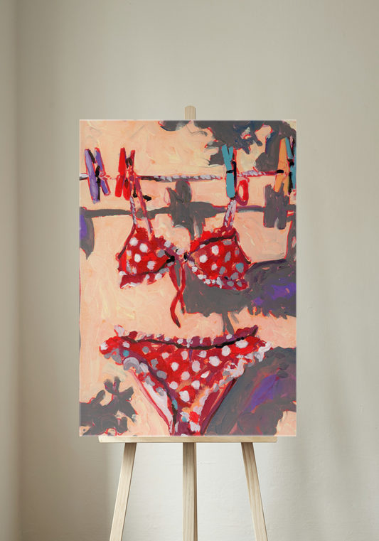 Red Polka-Dot Bikini Canvas Print