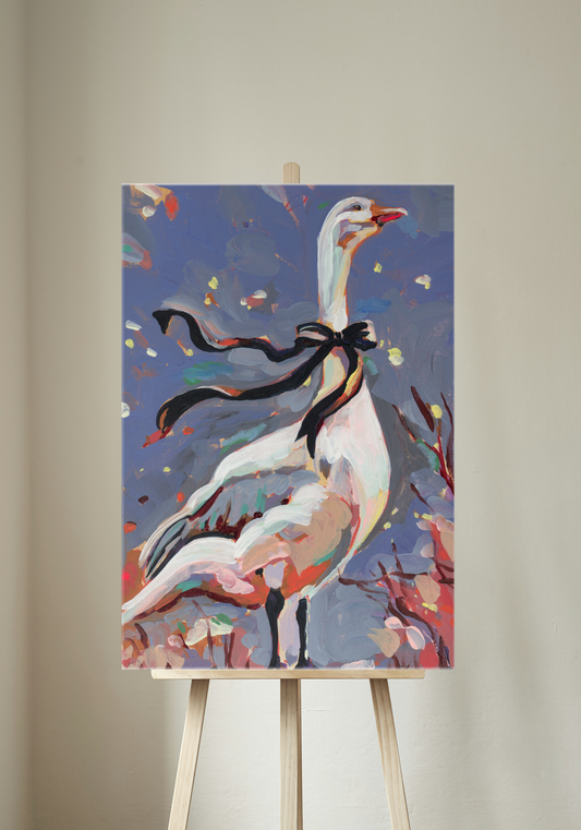 Black Bow Goose Canvas Print