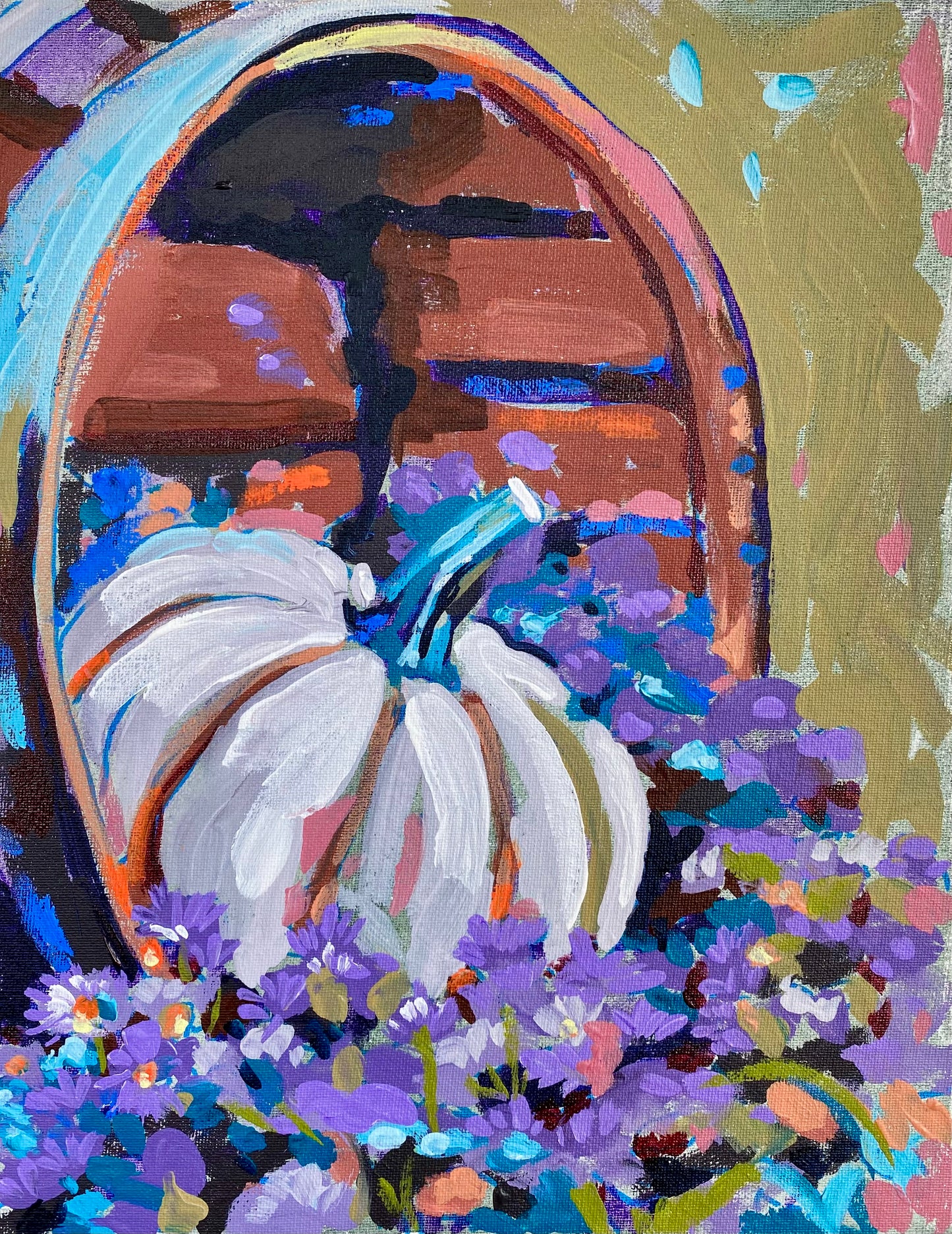 White Pumpkin in Barrel Art Print
