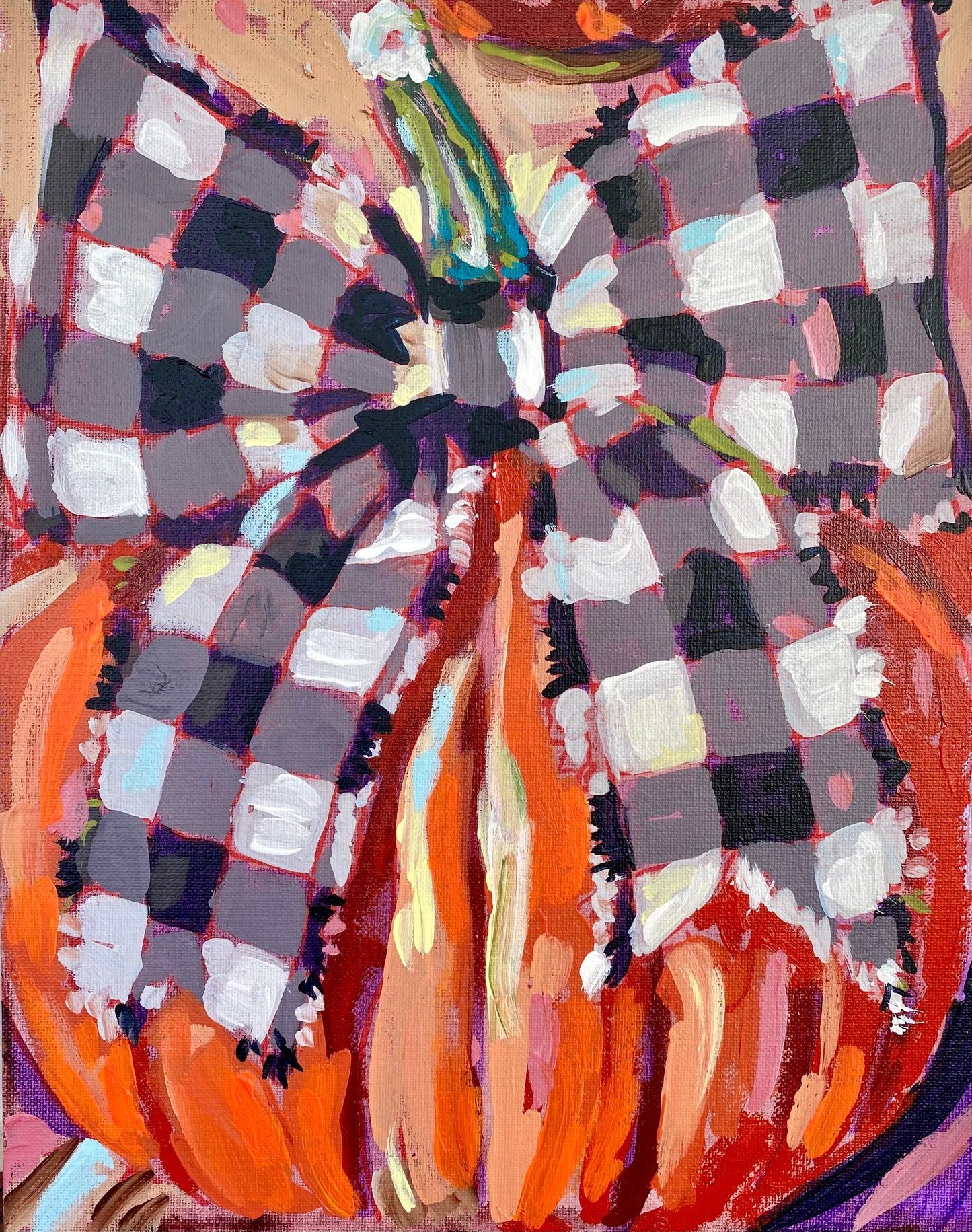 Pumpkin with Plaid Bow Art Print
