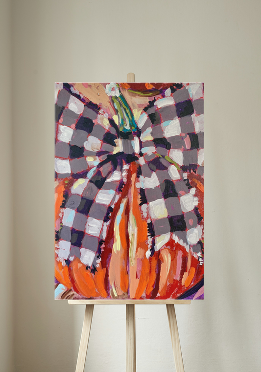 Pumpkin with Plaid Bow Canvas Print