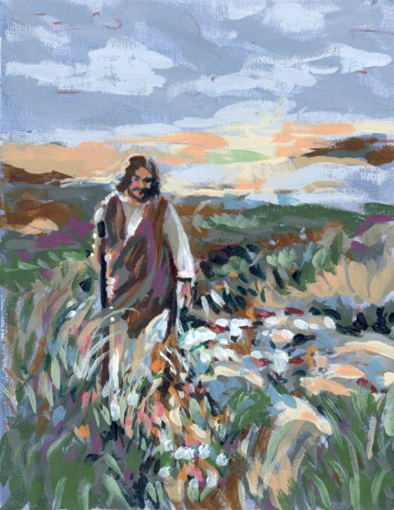 Jesus in the Shimmering Meadow Art Print