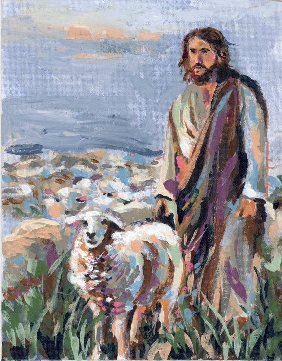 Jesus by the Sheep Canvas Print