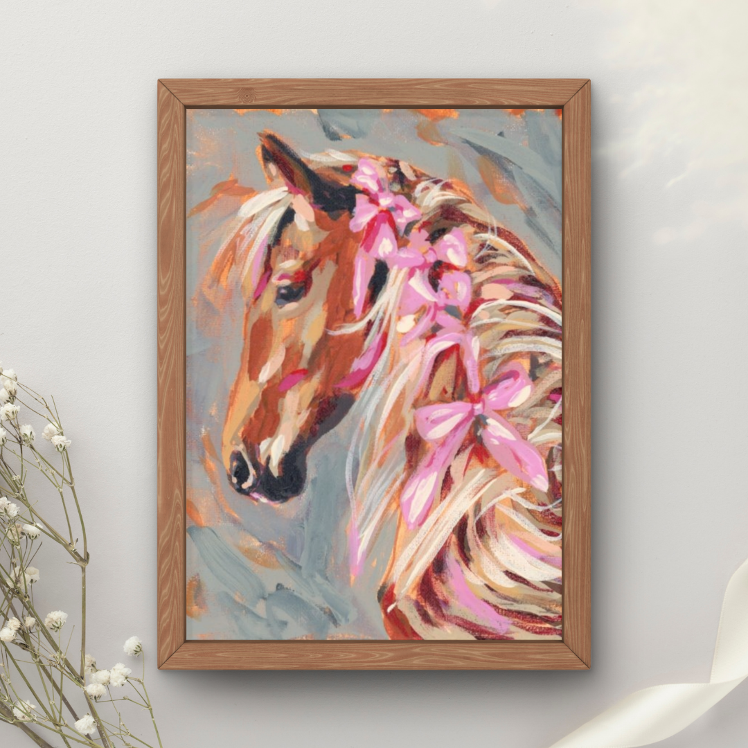 Ribbon Horse Portrait Art Print