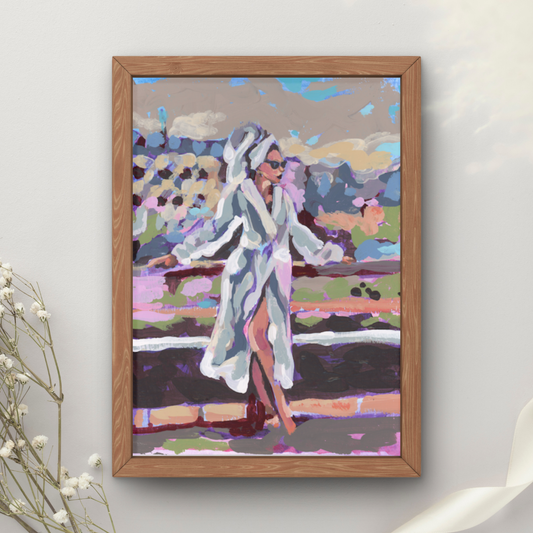 Sunglasses Spa Robe Woman Art Print