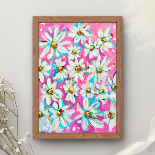 Hot Pink Daisies Art Print
