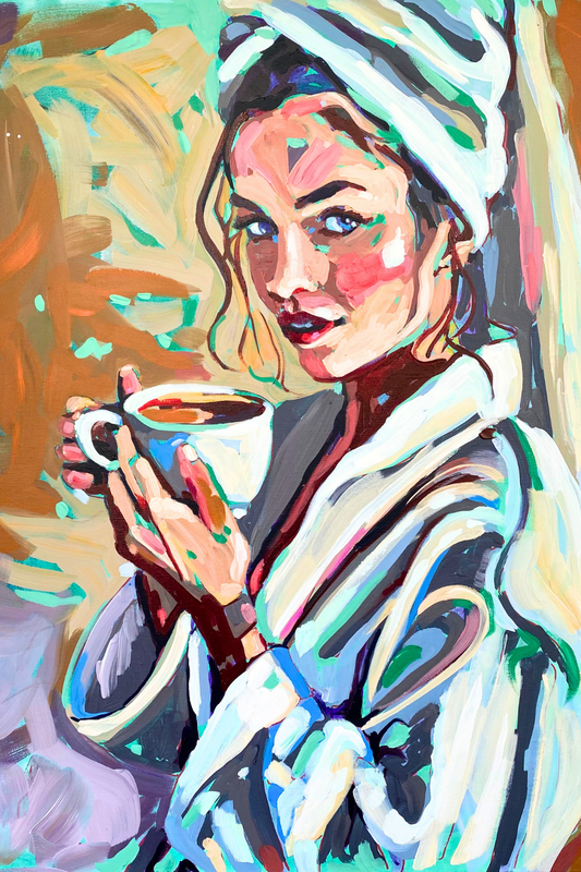 Autumn Coffee Girl Original Painting