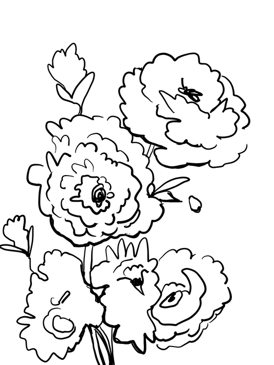 November Birth Flower Chrysanthemum (black and white)