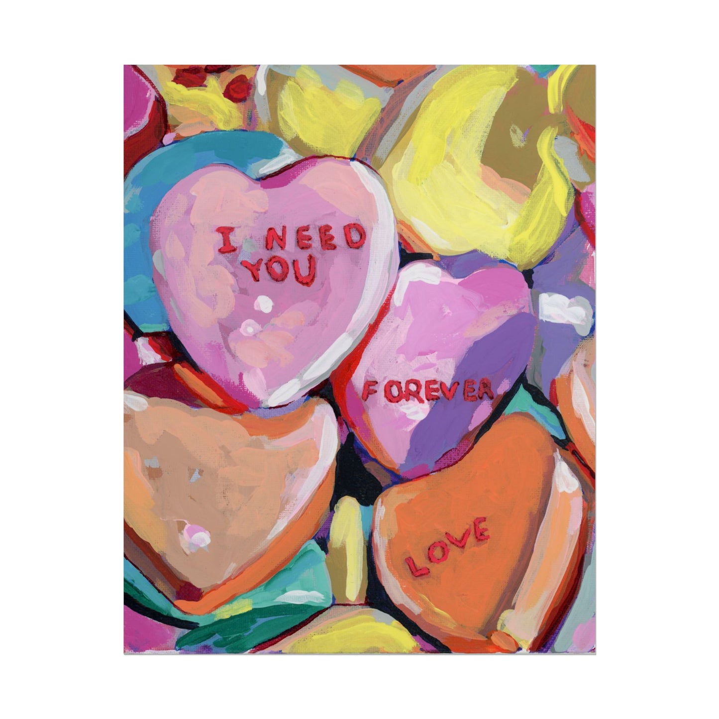 Candy Hearts Art Print