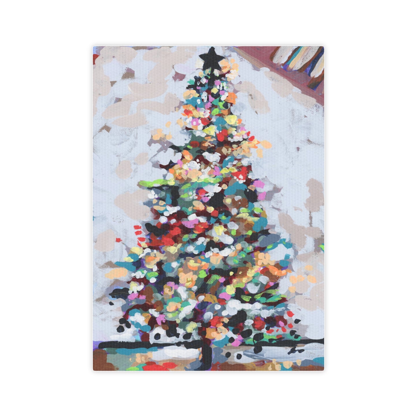 White Colorful Christmas Tree Mini Painting