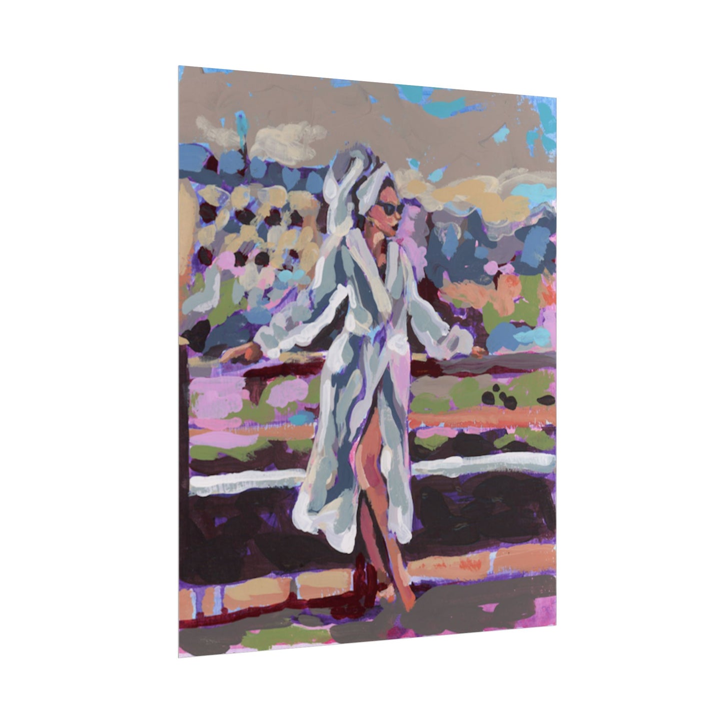 Sunglasses Spa Robe Woman Art Print