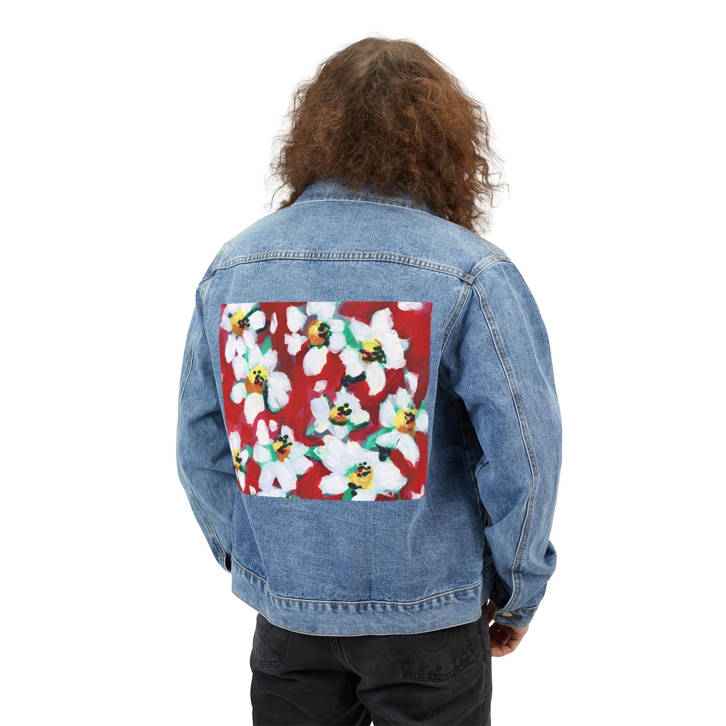 Red Daisies Jean Jacket