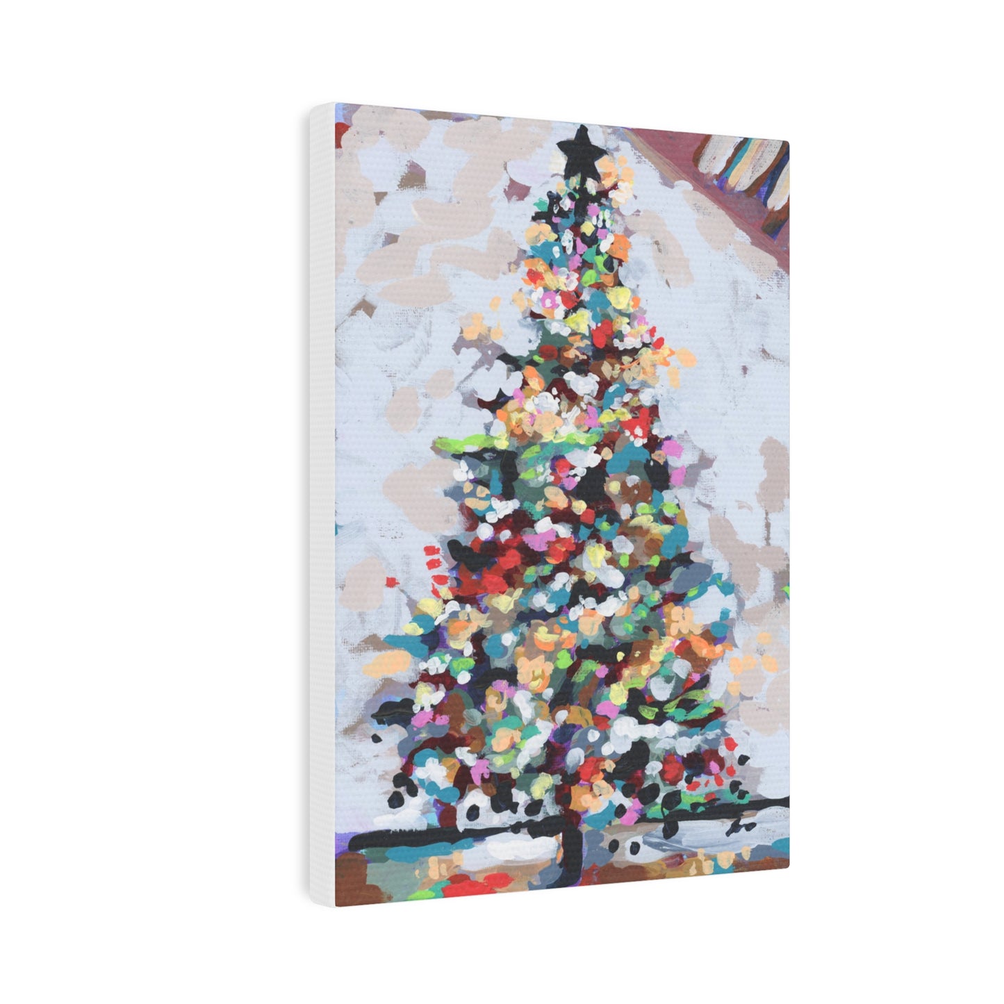 White Colorful Christmas Tree Mini Painting