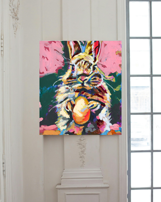 Golden Egg Easter Bunny Canvas Print