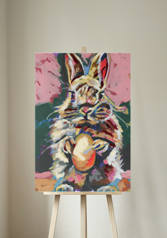 Golden Egg Easter Bunny Canvas Print