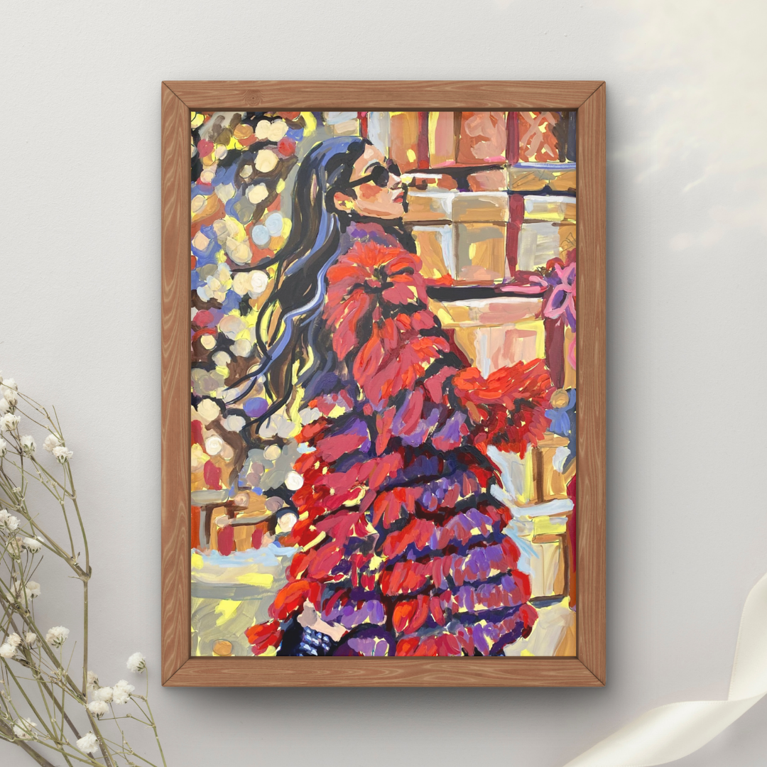 Holiday Shopping Girl Art Print