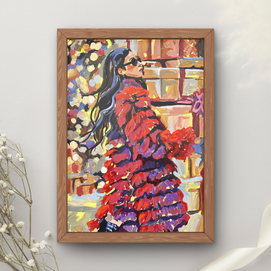 Holiday Shopping Girl Art Print