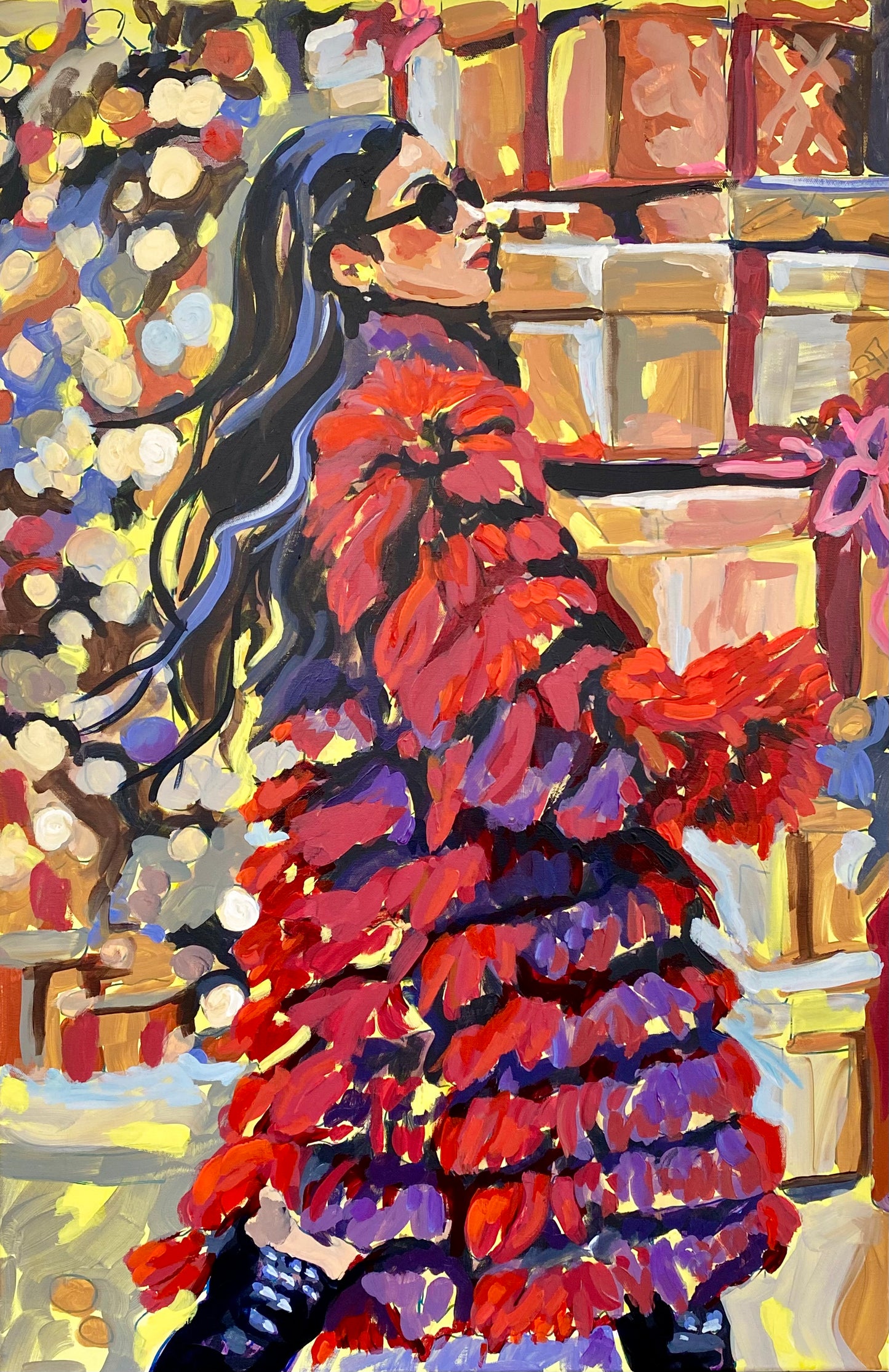 Holiday Shopping Girl Art Print