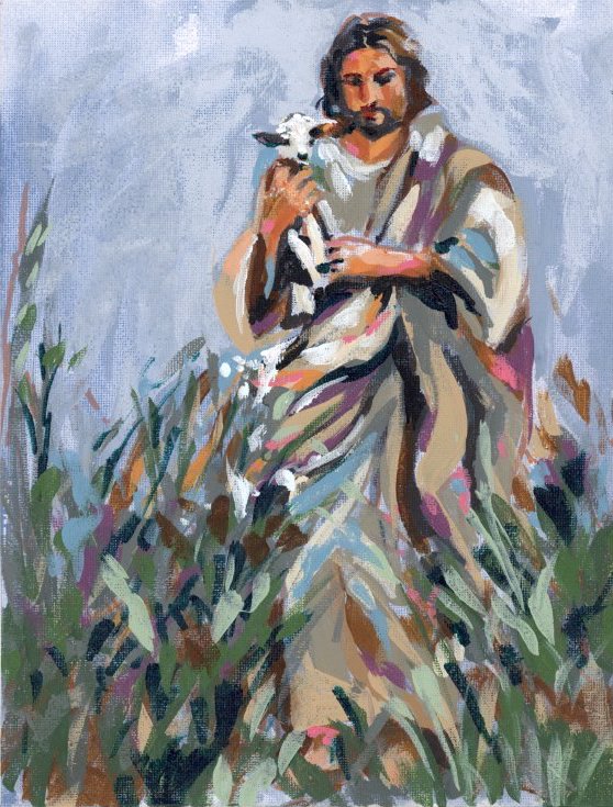 Jesus Carrying a Lamb Art Print