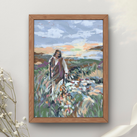 Jesus in the Shimmering Meadow Art Print