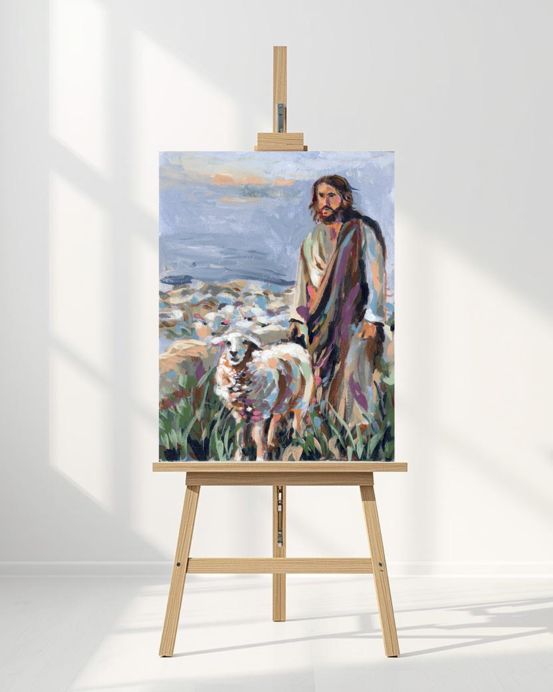 Jesus by the Sheep Canvas Print