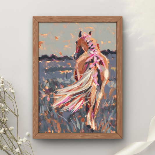Ribbon Horse Walking Away Art Print