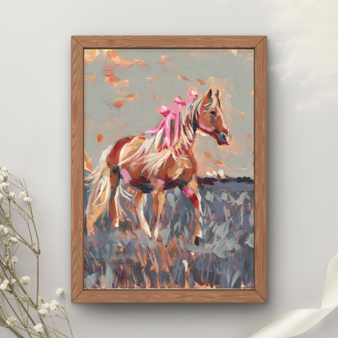Ribbon Horse Standing Art Print