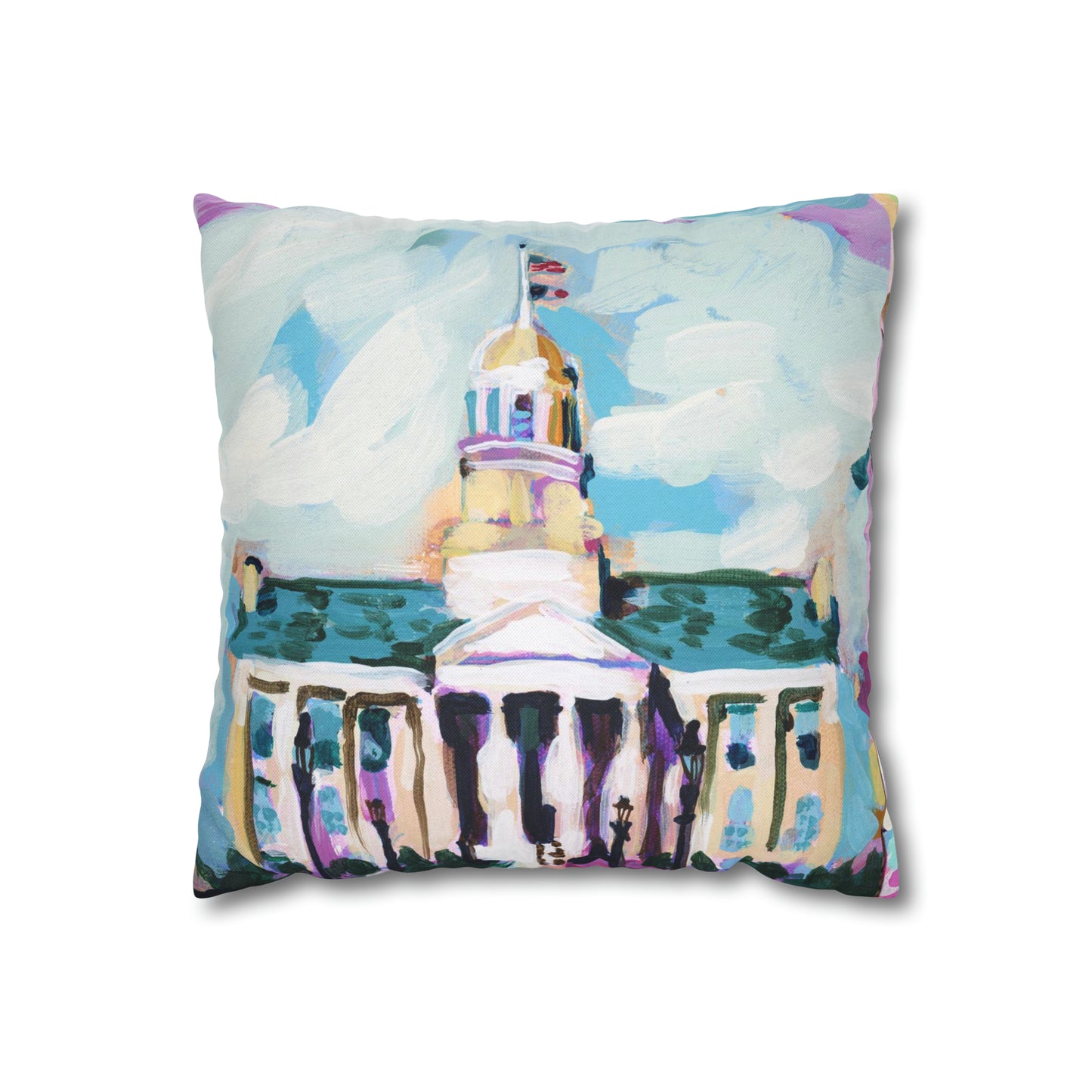 Iowa Capitol/Washington Fountain double sided pillow cover