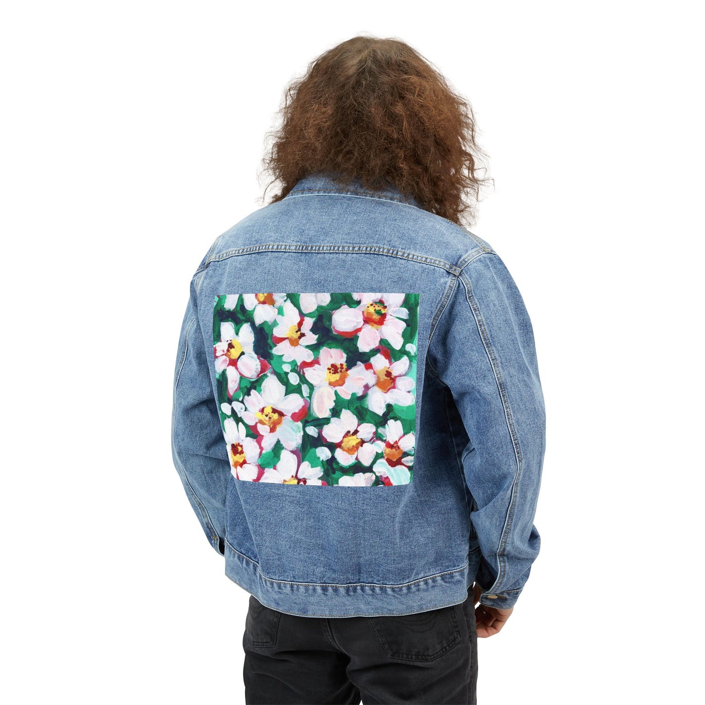 Green Daisies Jean Jacket