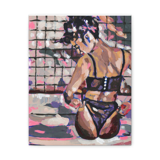 Black Lingerie Girl Canvas