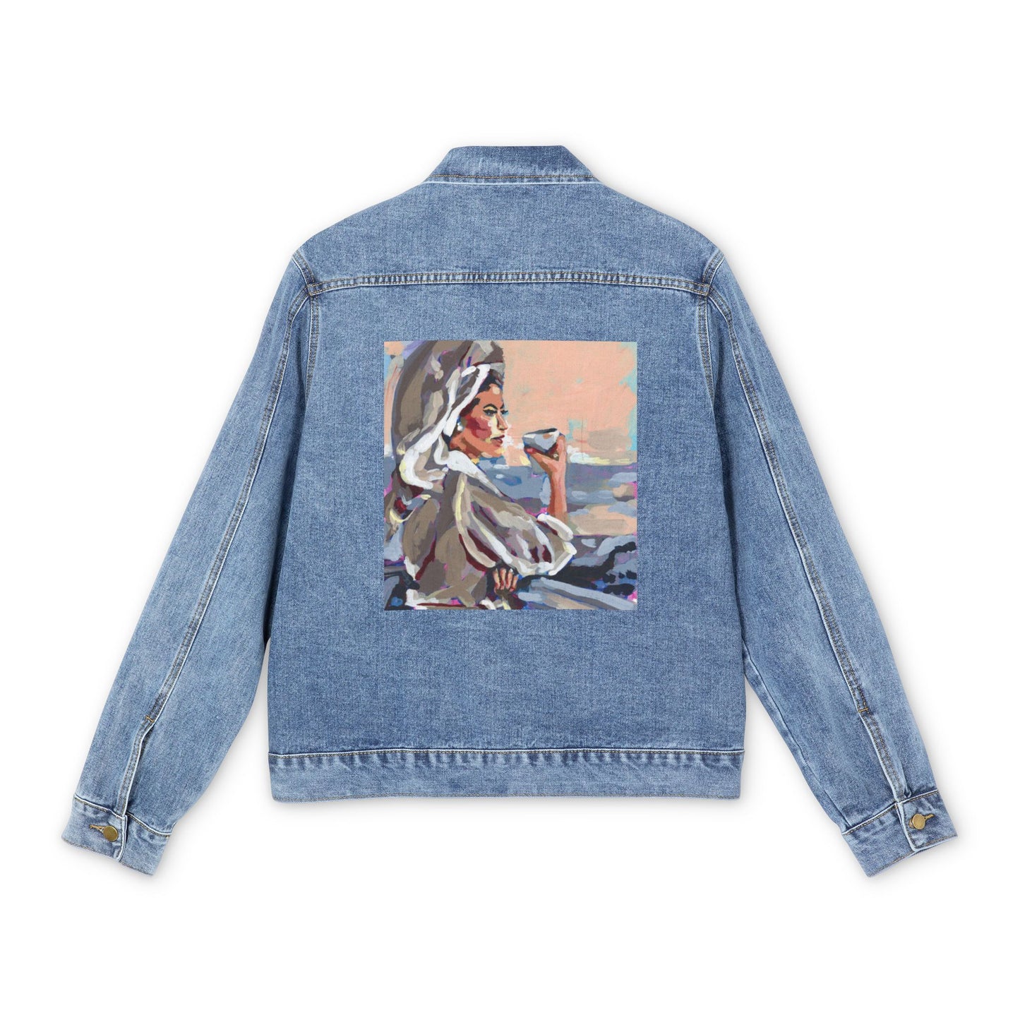 Coffee Girl Painting Jean Jacket