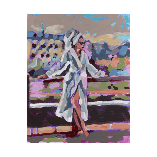 Sunglasses Spa Robe Woman Art Print