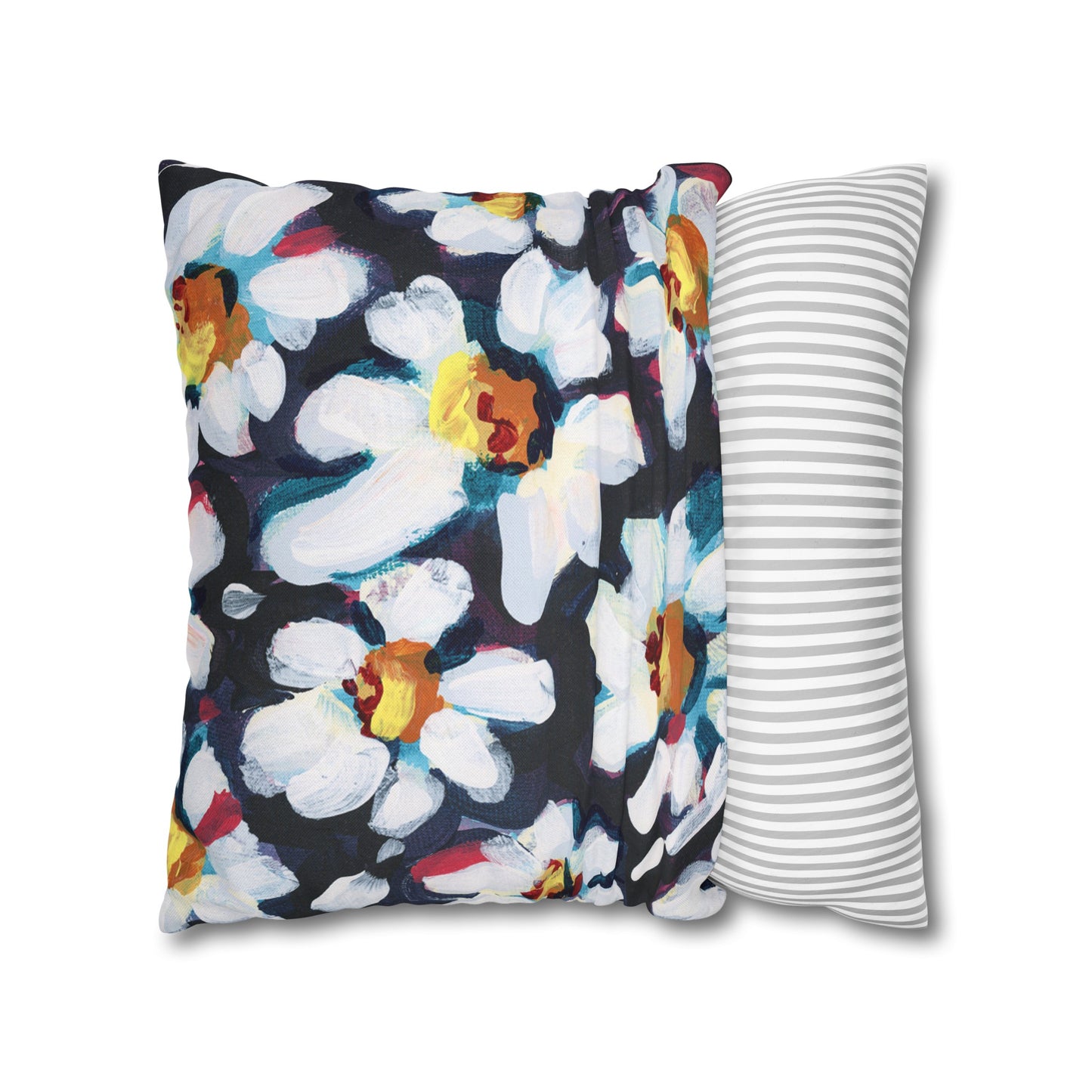 White/Black Daisy Pillow Cover