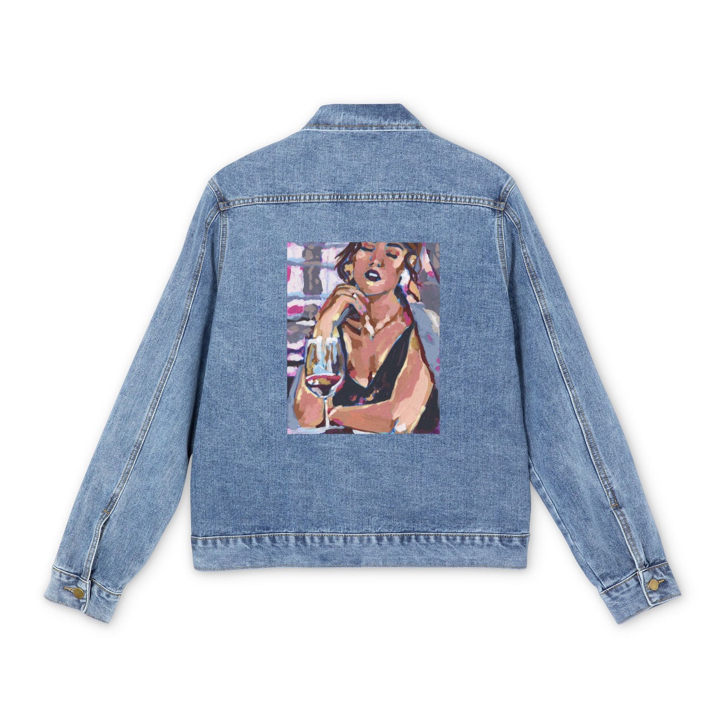 Denim Jacket - Wine Girl Painting