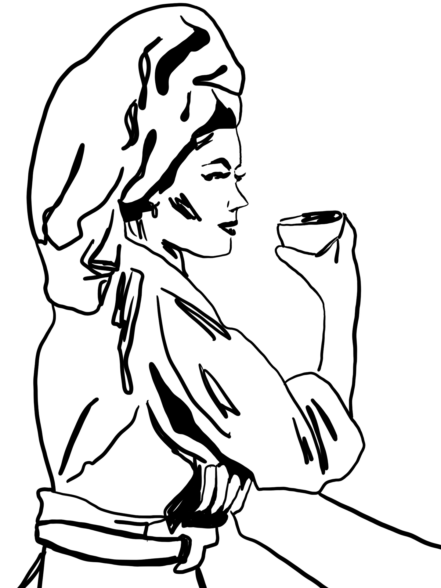 Coffee Girl Print (simple black and white)
