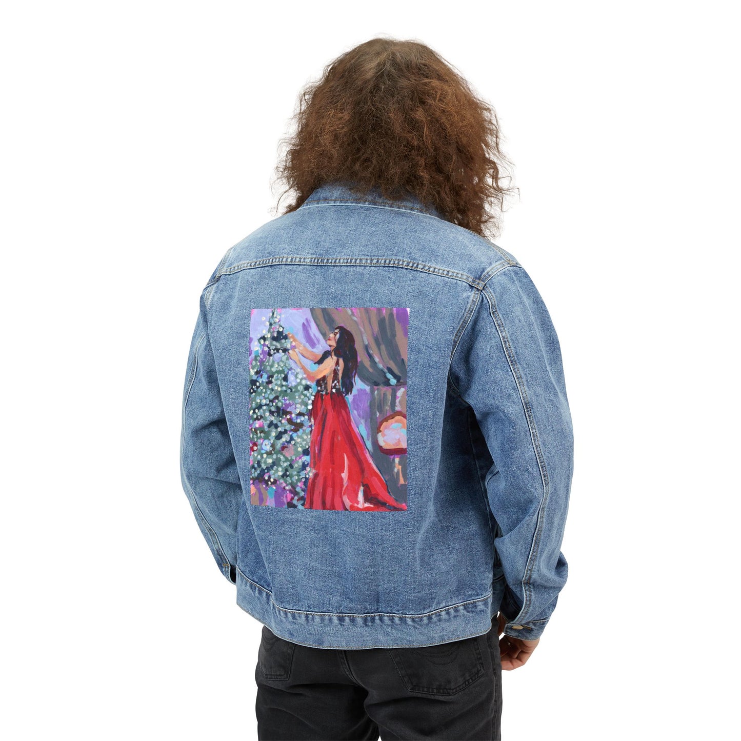 Red Dress Christmas Jean Jacket