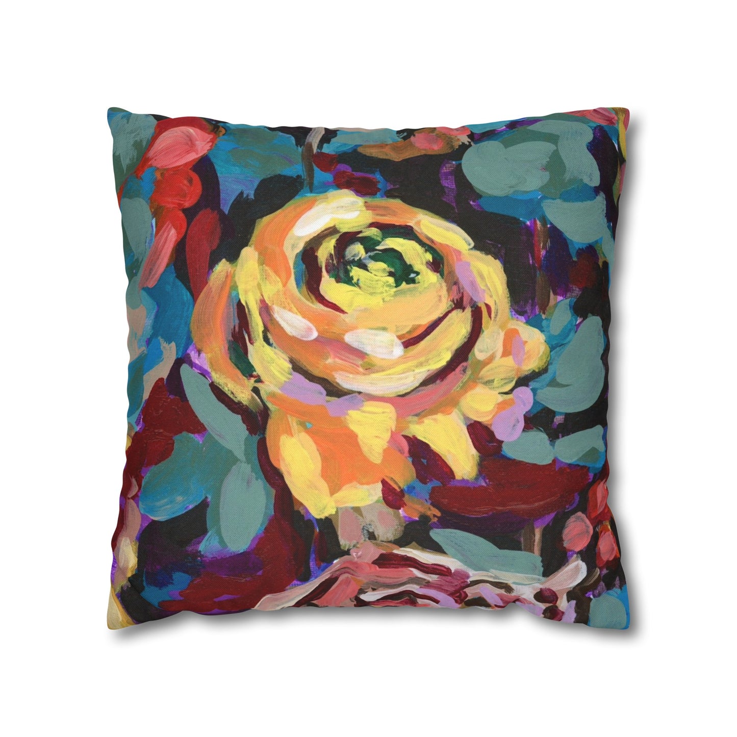 Pumpkin/Yellow Rose Pillow Cover