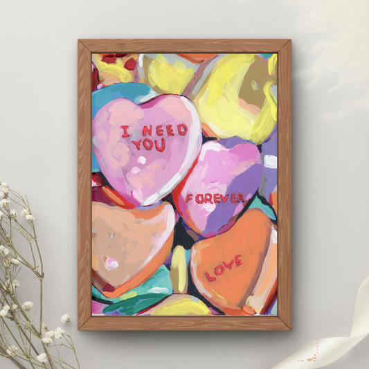 Candy Hearts Art Print