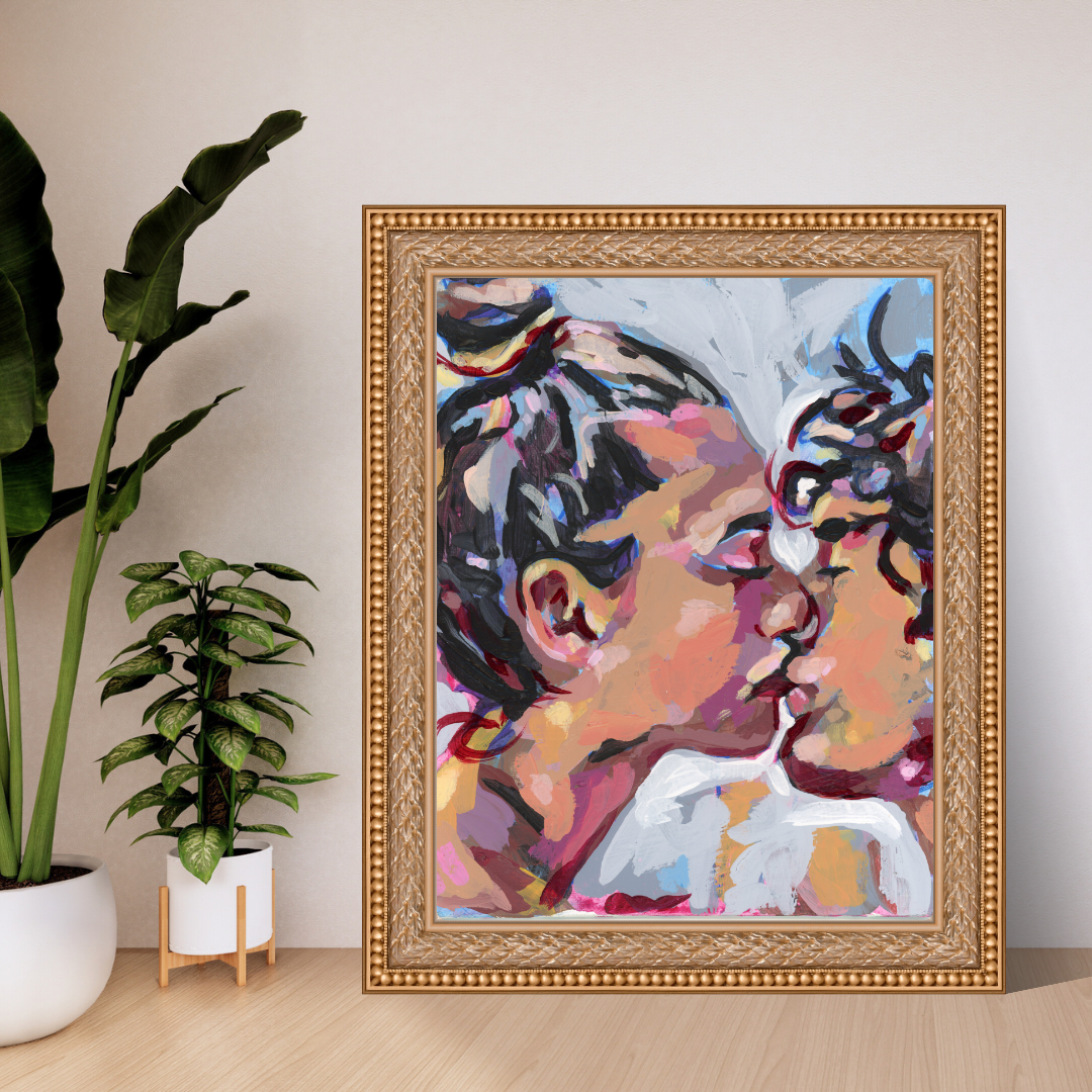 Kissing Couple Art Print