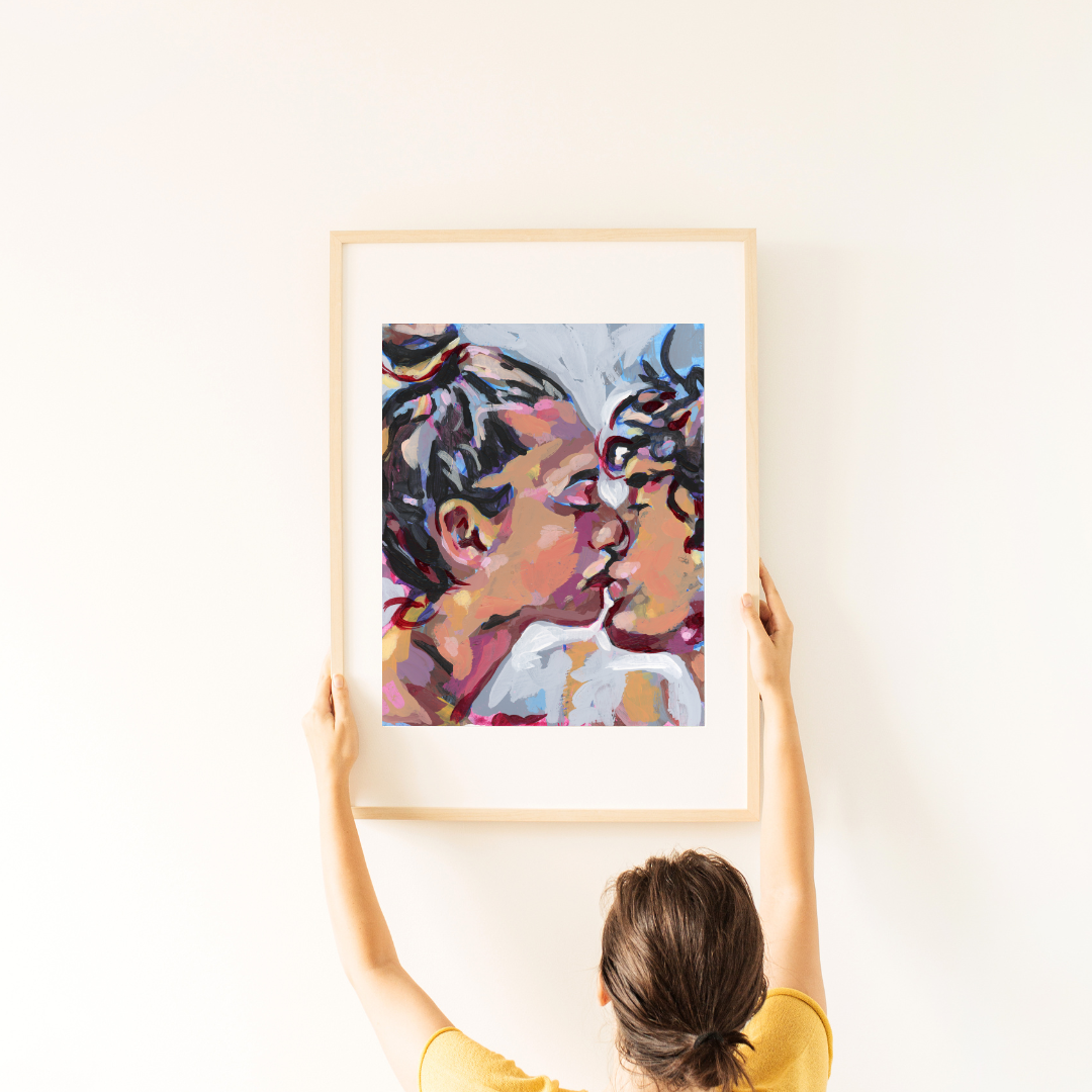 Kissing Couple Art Print