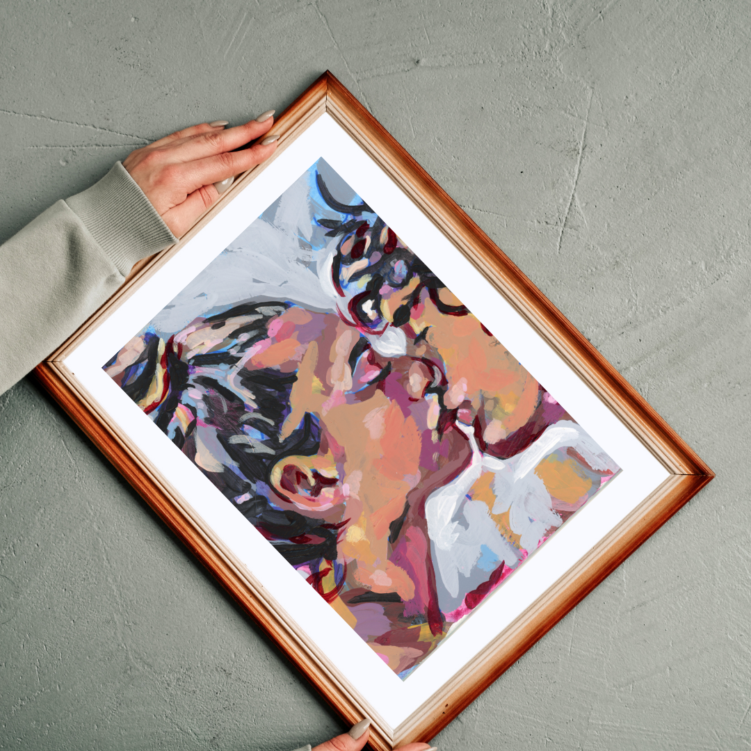 Kissing Couple Art Print