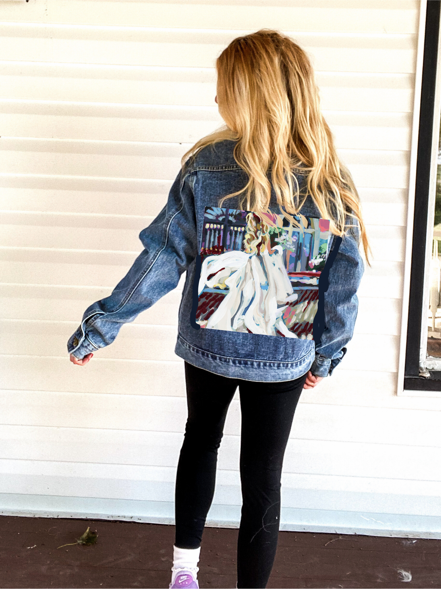 Women's Denim Jacket - Bride Painting Design