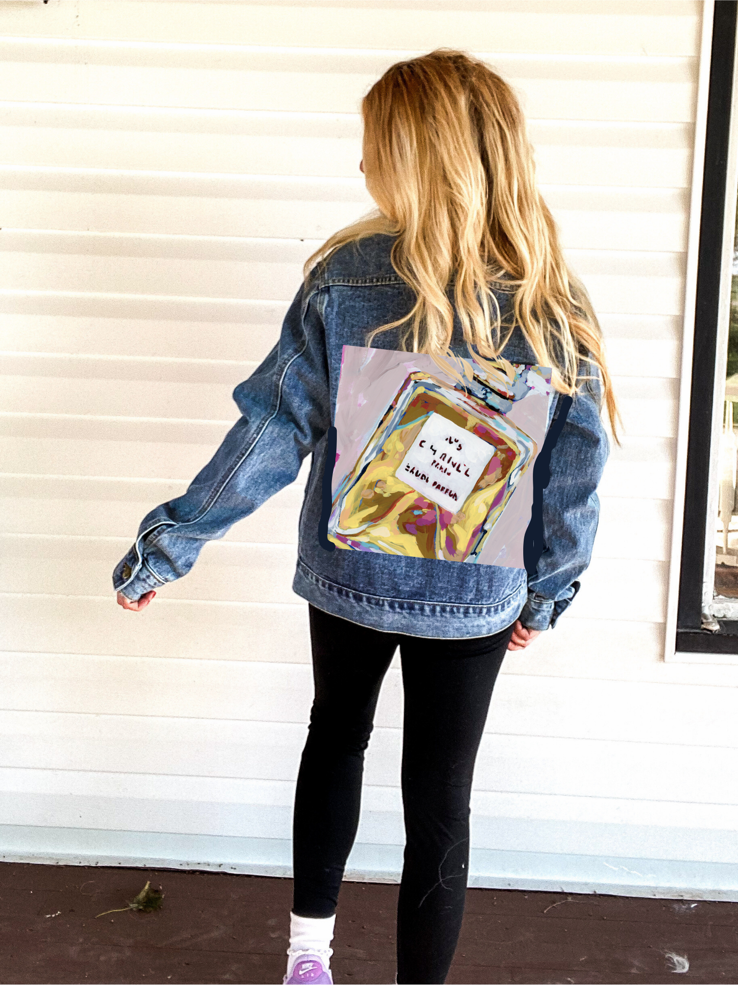 Denim Jacket - Chanel Perfume Painting