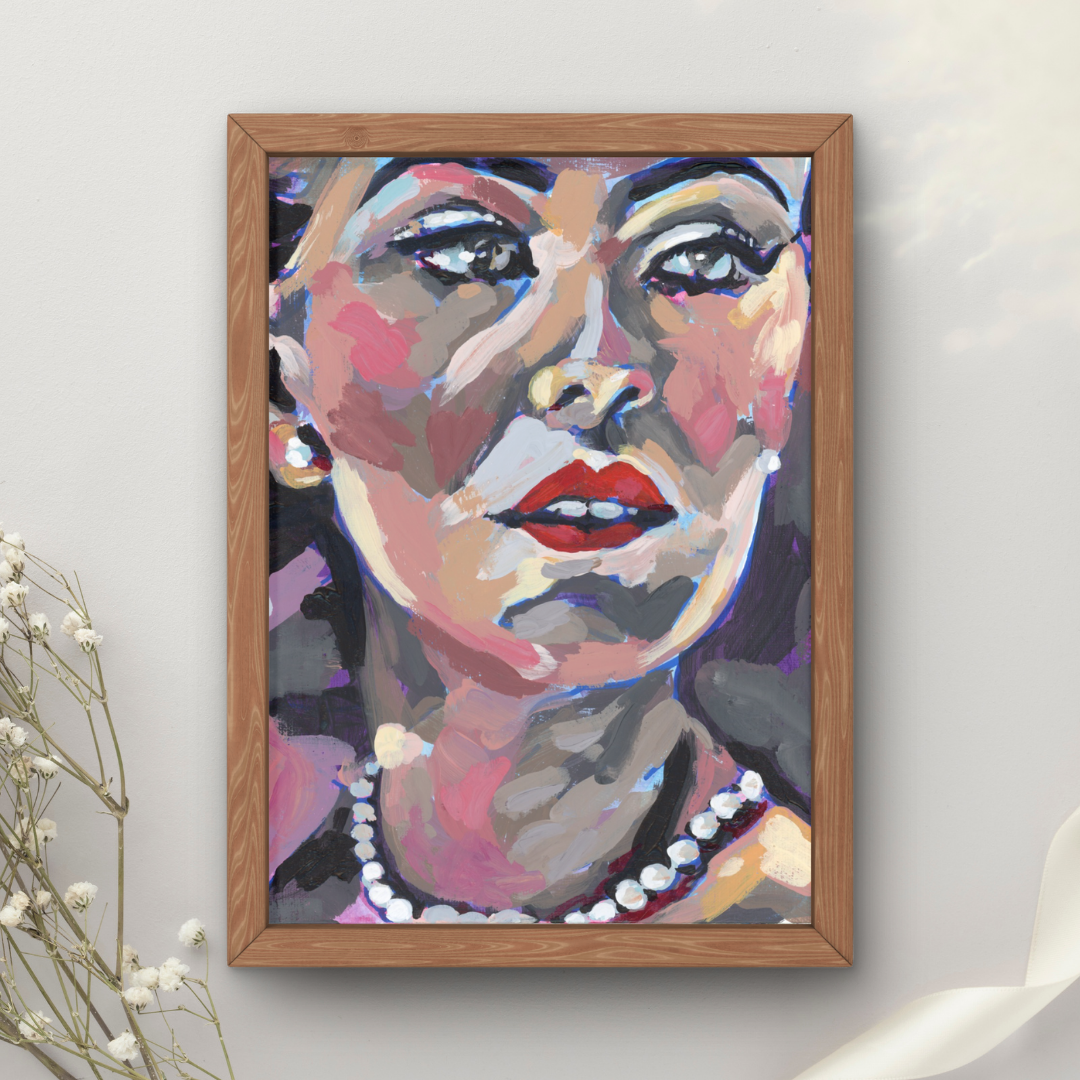 Pearl Woman Portrait Art Print